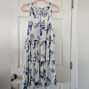 Torrid White Dress with Blue Floral Print